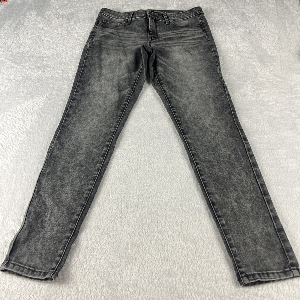 Mossimo Denim Leggings Women 8 Gray Mid Rise Skinny Acid Wash Jeans